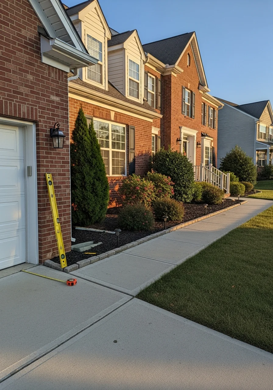 A service professional in work gear standing in front of a Boyds neighborhood home.